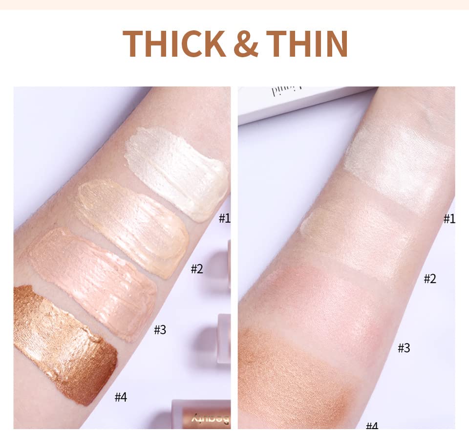 UNYOKE Liquid Highlighter, Highlighter makeup Stick，Makeup Highlighter Face Illuminator, Beauty Glow Highlight Body Shimmer, Waterproof Smooth Cream Highlighter, Longlasting Liquid Highlighter, Body Highlighter.-03#