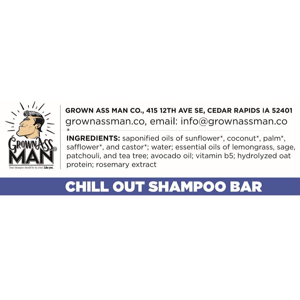 Solid Shampoo Bar Rich Lather 3 in 1: Hair, Beard & Body Wash - Plastic Free & Eco-Friendly, Natural & Organic Clean for All Hair Types, 4oz Bar (Chill Out, 3-Pack)