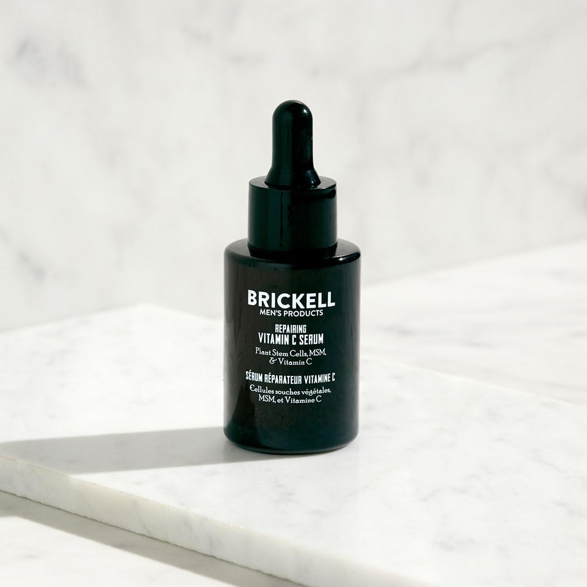 Brickell Men's Anti Aging Vitamin C Serum For Face, Repairing Night Facial Serum for Men, Natural and Organic Hyaluronic Acid Serum For Face to Diminish Wrinkles and Reduce Redness, 1 Ounce, Unscented