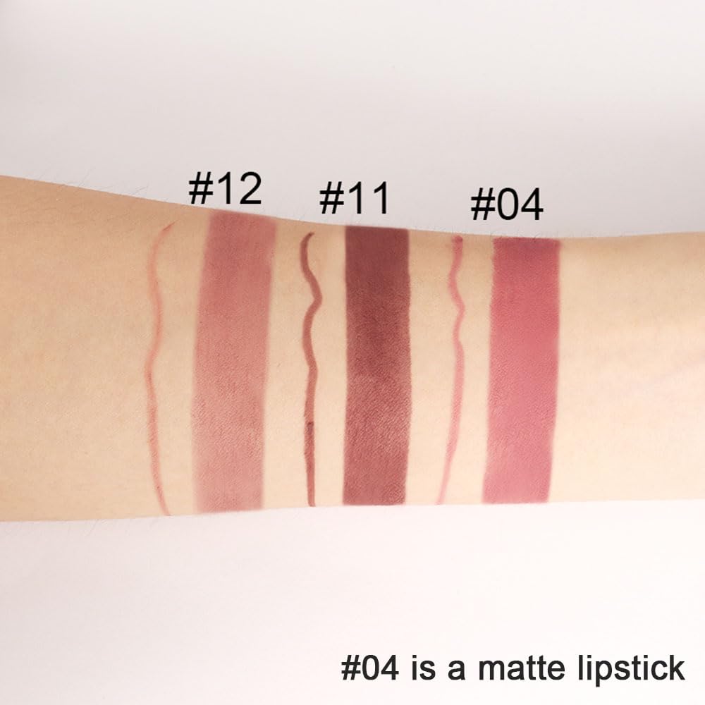 Kaely 2-in-1 Chestnut Antique Rose Lip Liner & Lipstick Set Kit for Women, Matte Lips Kit with Lip Liner Lip Stains Long Lasting Waterproof 24 Hour Lipstick and Lip Liners Combo Lipliners Pencil 04