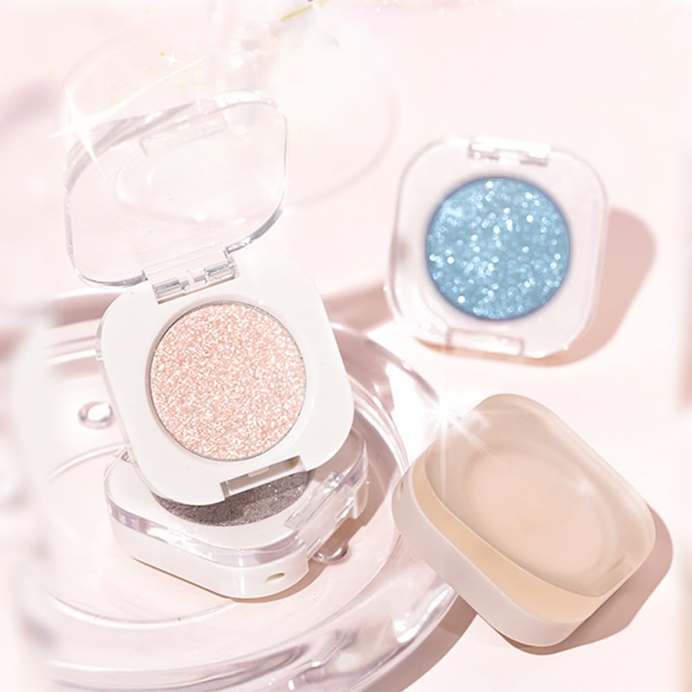 Pearl White Glitter Eyeshadow Palette for Women, Single Monochrome Eye Shadow Makeup, Shiny Pressed Powder, Blendable Natural sombras para ojos, Holographic,Vegan,Travel -11