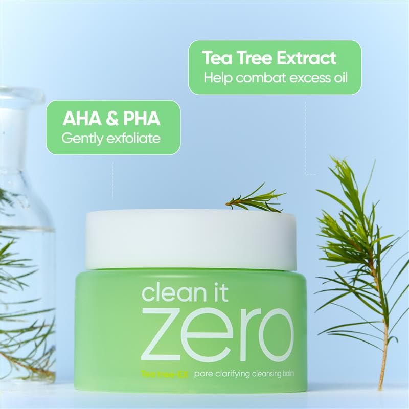 BANILA CO Clean it Zero Pore Clarifying Cleansing Balm | Korean Makeup Remover, Cleansing Oil, Facial Cleanser for Oily and Acne Prone Skin | Vegan | Made with AHA-PHA & Tea Tree (100ml / 3.38 fl. oz)