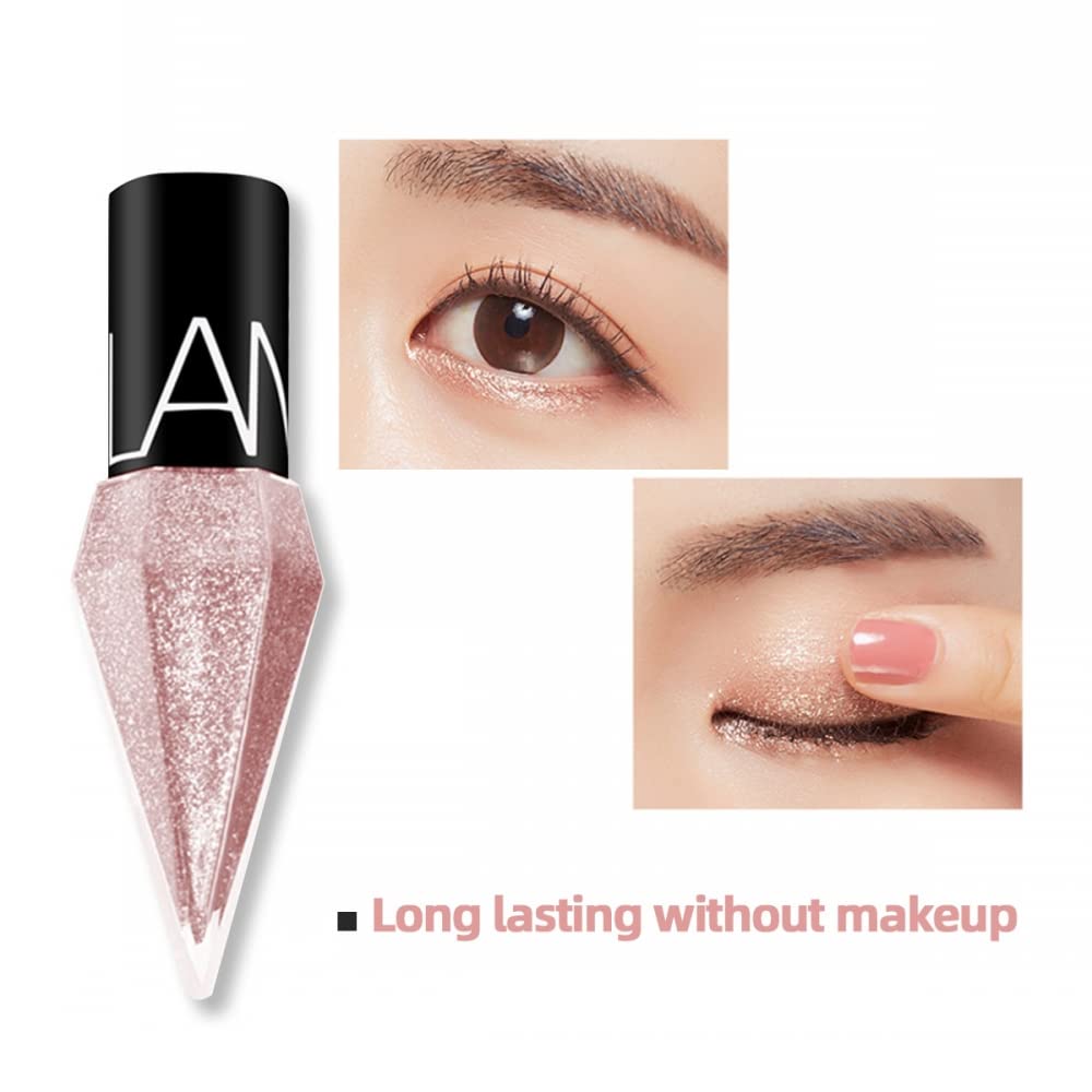 Go Ho Glitter Liquid Eyeliner Colorful Set,5 Colors Metallic Shimmer White Silver Gold Diamond Eye Liner,Glitter Eyeliner Eyeshadow Shine,Waterproof Long Lasting Glow Sparkle Eye Makeup