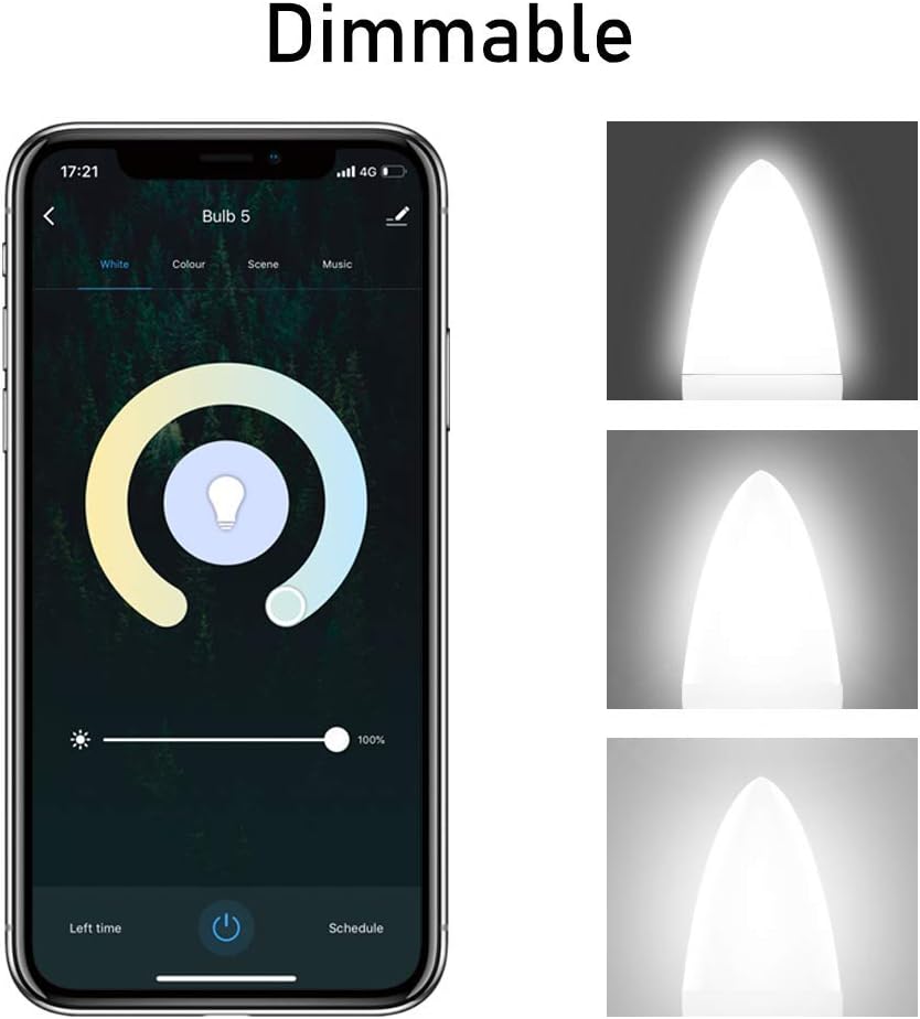 DOGAIN LED Candelabra Bulbs E12 Base, Color Changing and Dimmable Smart Light Bulb, Compatible with Alexa Google Home, Tunable White Chandelier Light Bulbs 320 lm 35w Equivalent, 3 Pack