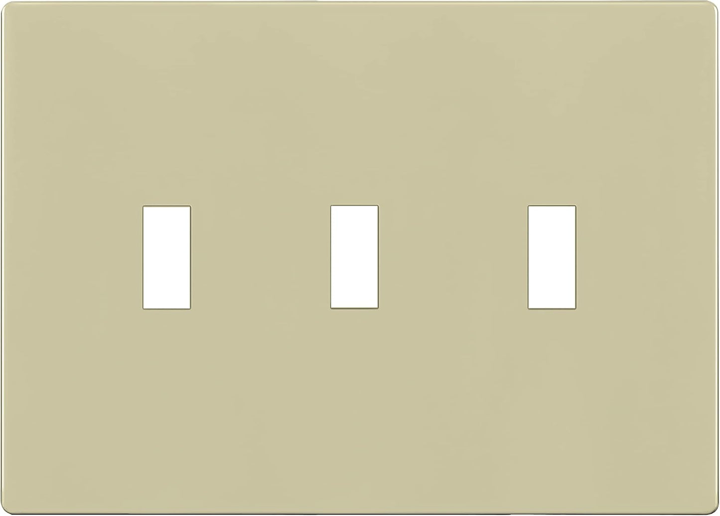 ENERLITES Screwless Triple Toggle Switch Wall Plate, Child Safe Light Switch Cover, Standard Size 3-Gang 4.68" x 6.53", Unbreakable Polycarbonate Thermoplastic, UL Listed, SI8813-I, Glossy, Ivory