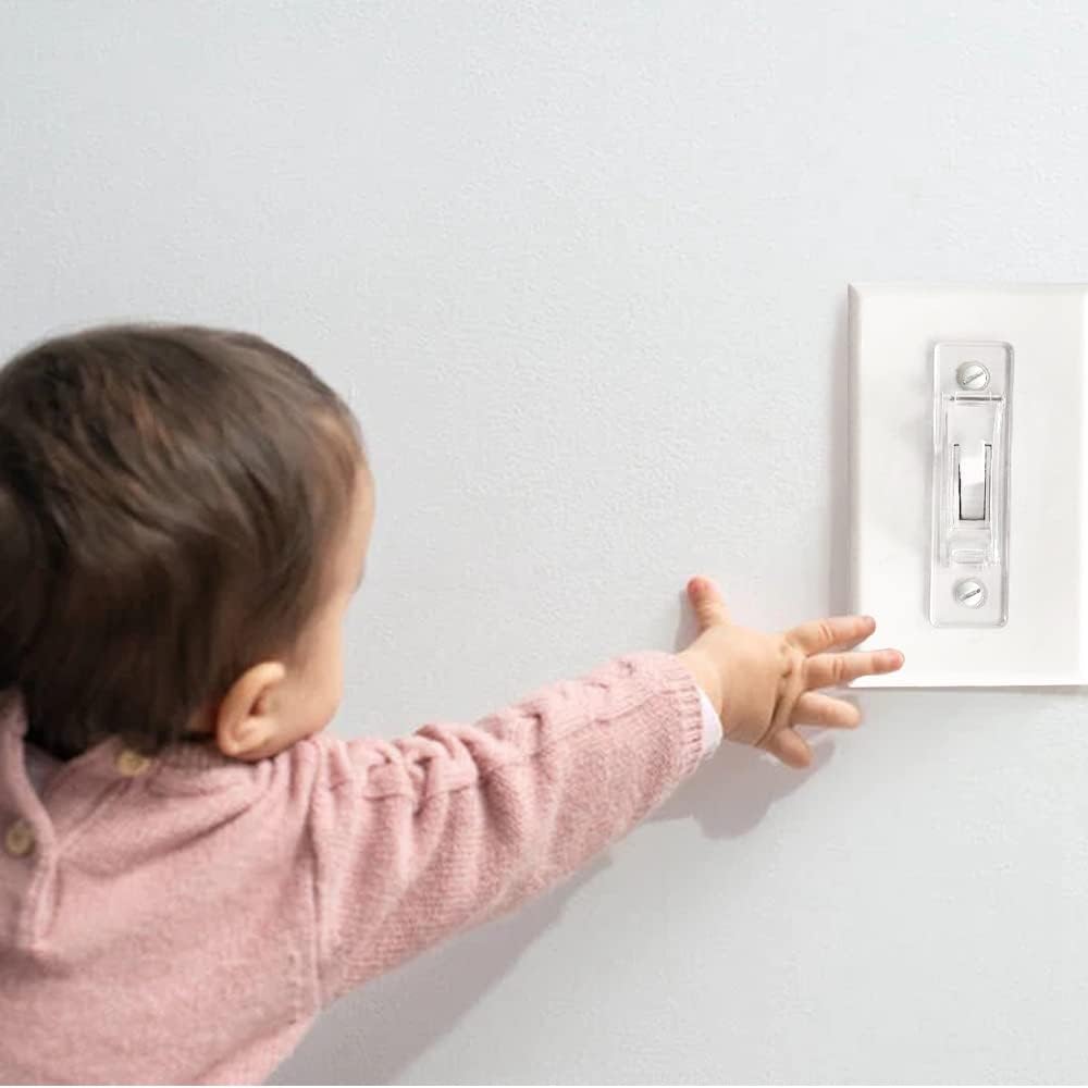 Wall Switch Guard, ILIVABLE Child Proof Light Switch Plate Covers Protects Your Lights from being Accidentally Turned On or Off by Children and Adults (Clear, 8 Pack)
