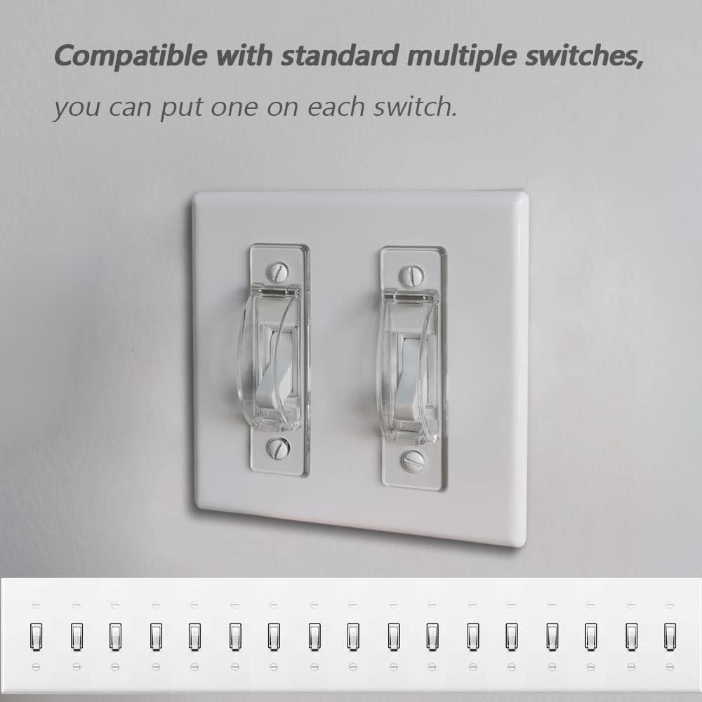 Wall Switch Guard, ILIVABLE Child Proof Light Switch Plate Covers Protects Your Lights from being Accidentally Turned On or Off by Children and Adults (Clear, 4 Pack)