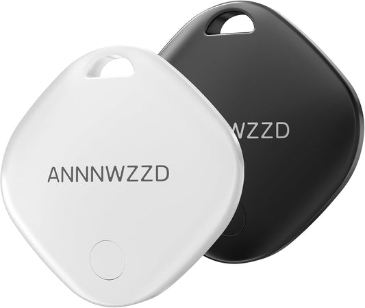 ANNNWZZD Air-Tag 2 Pack Item Finders with Apple Find My APP (iOS Only) Air Tags Help You Track Your Keys, Wallet, Luggage, Backpack, Super Lightweight (White+Black, 2 Pack)