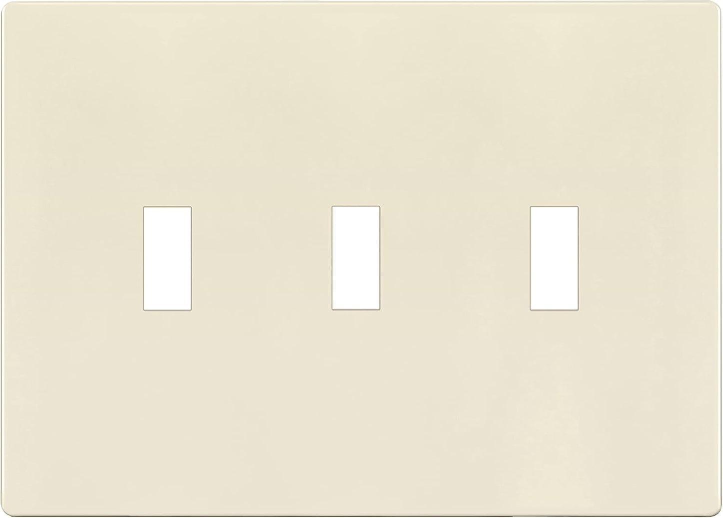 ENERLITES Screwless Triple Toggle Switch Wall Plate, Child Safe Light Switch Cover, Standard 3-Gang 4.68" x 6.53", Unbreakable Polycarbonate Thermoplastic, UL Listed, SI8813-LA, Glossy, Light Almond