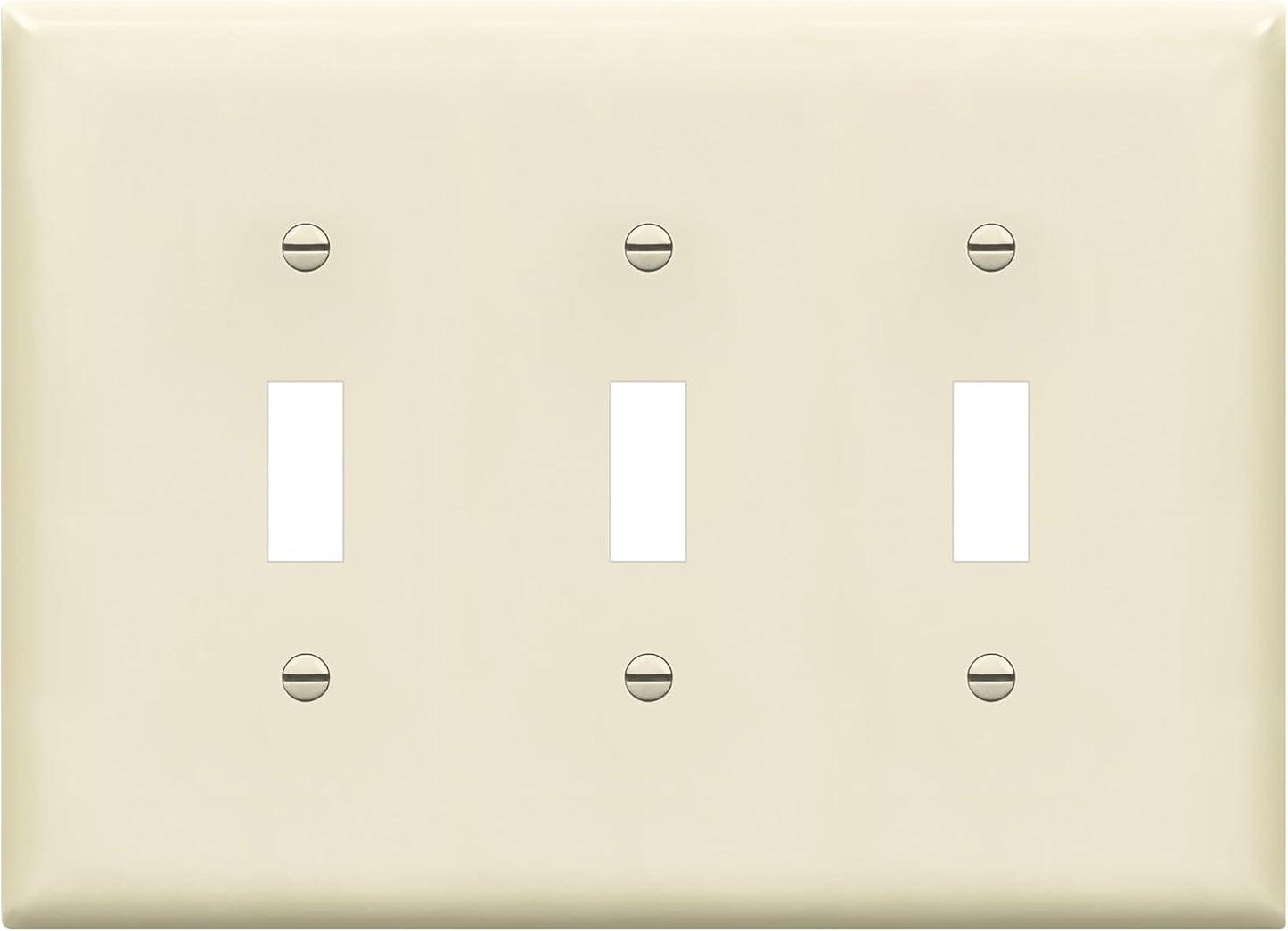 ENERLITES Triple Light Switch Wall Plate, Toggle Switch Plate, Gloss Finish, 3-Gang Mid-Size 4.88" x 6.77", Unbreakable Polycarbonate Thermoplastic, UL Listed, 8813M-LA, Light Almond
