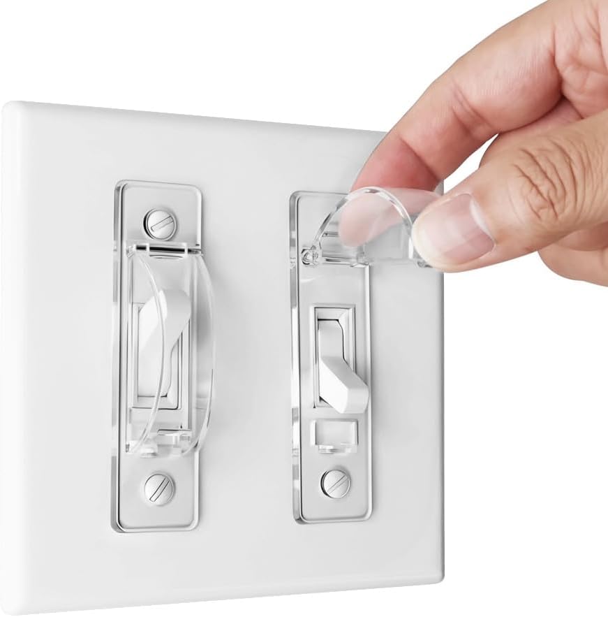 Wall Switch Guard, ILIVABLE Child Proof Light Switch Plate Covers Protects Your Lights from being Accidentally Turned On or Off by Children and Adults (Clear, 8 Pack)