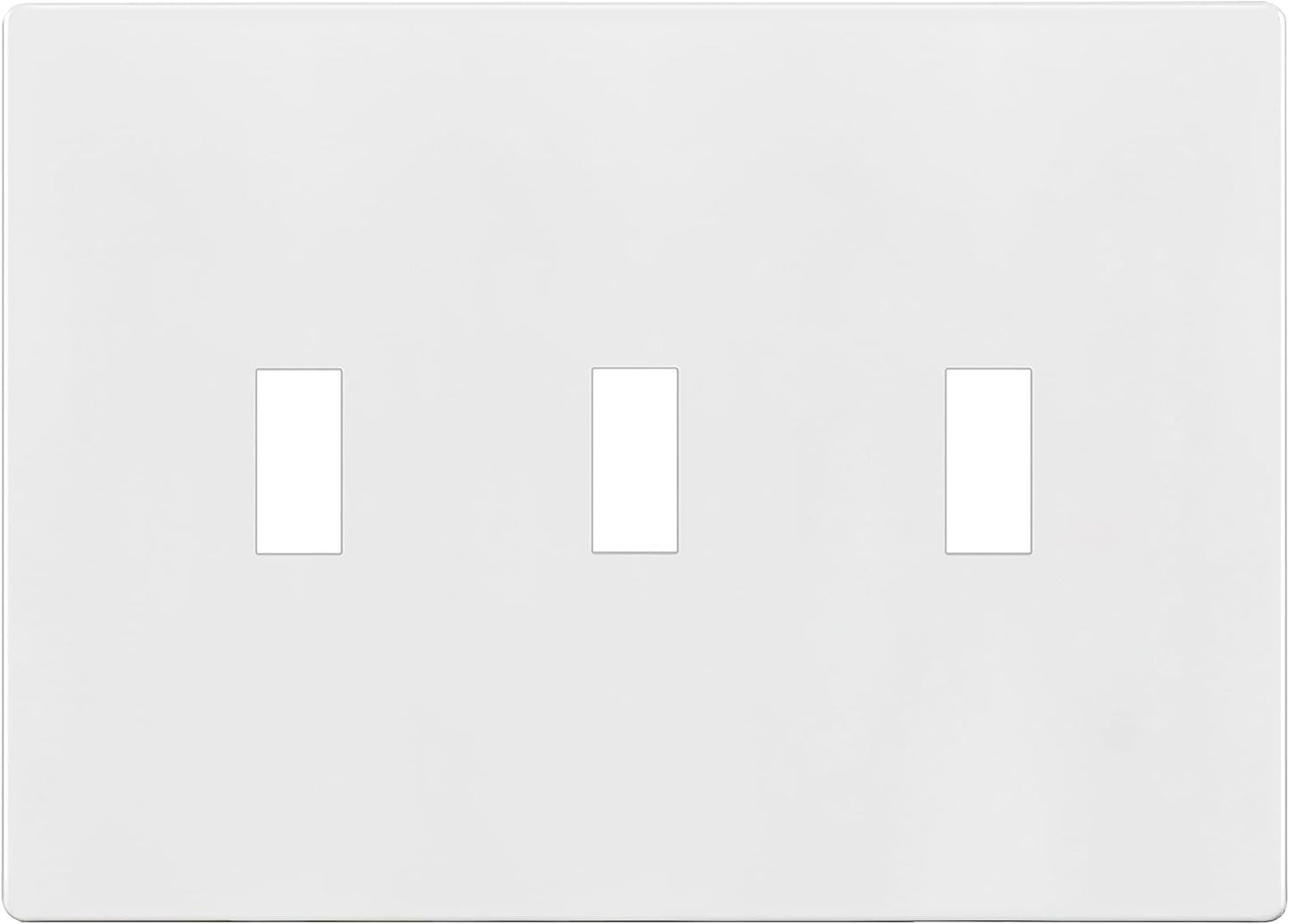 ENERLITES Screwless Triple Toggle Switch Wall Plate, Child Safe Light Switch Cover, Standard Size 3-Gang 4.68" x 6.53", Unbreakable Polycarbonate Thermoplastic, UL Listed, SI8813-W, Glossy, White