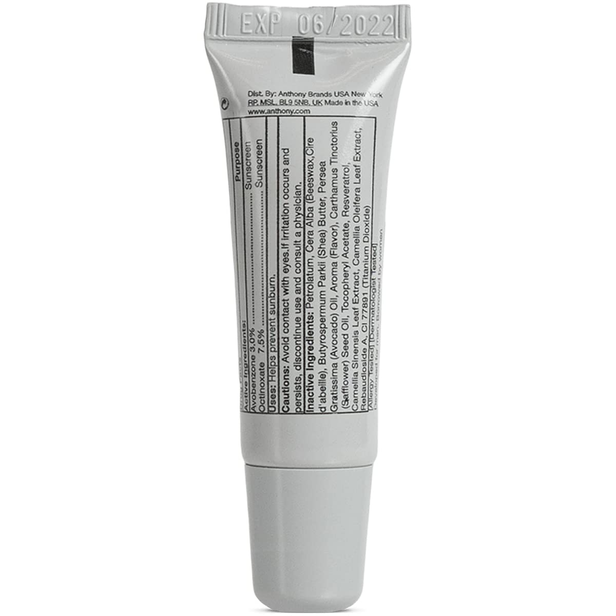 Anthony 25 SPF Lip Balm with Sunscreen for Lips – Contains Green Tea Extract, Shea Butter & Vitamin E – Moisturizing Repair Care Treatment for Chapped & Dry Lips – Mint & White Tea Flavor