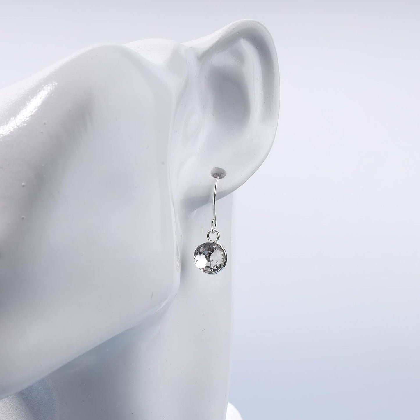 Crystal Dangle Drop Earrings Silver Dangle Crystal Hook Earrings Minimal Crystal Solitaire Earrings Classic Rhinestone Bridal Earrings Jewelry for Women and Girls