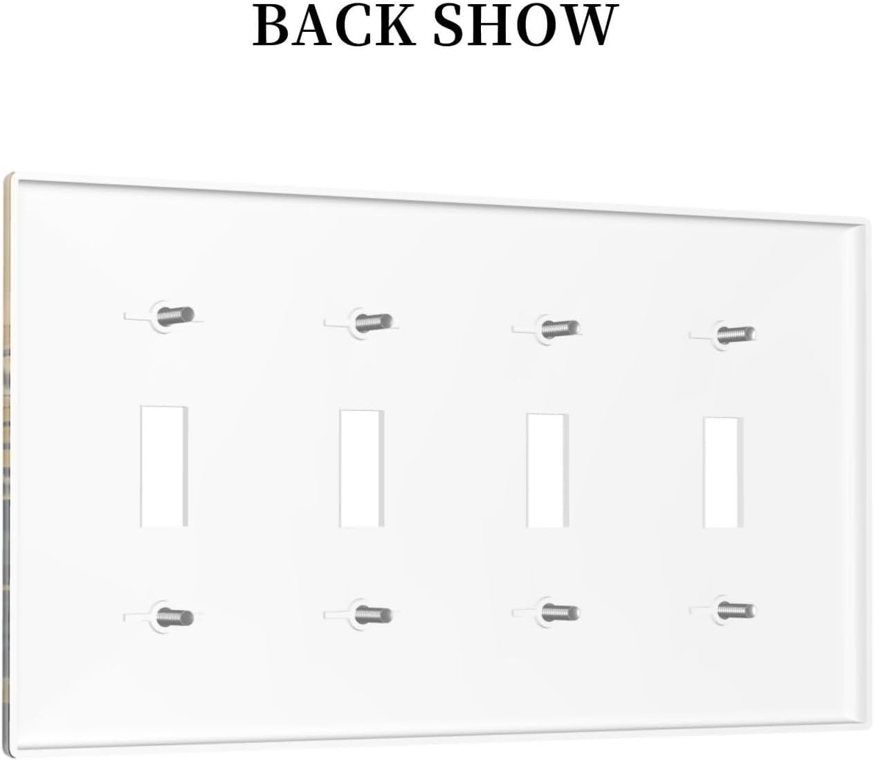 Light Switch Cover Plate Abstract Minimalist Floral Botanical Boho Flower Quad Toggle Wall Plates Decorative Switch Plates 4 Gang Outlet Covers Electrical Panel Cover Faceplate for Home 4.5 X 8 IN