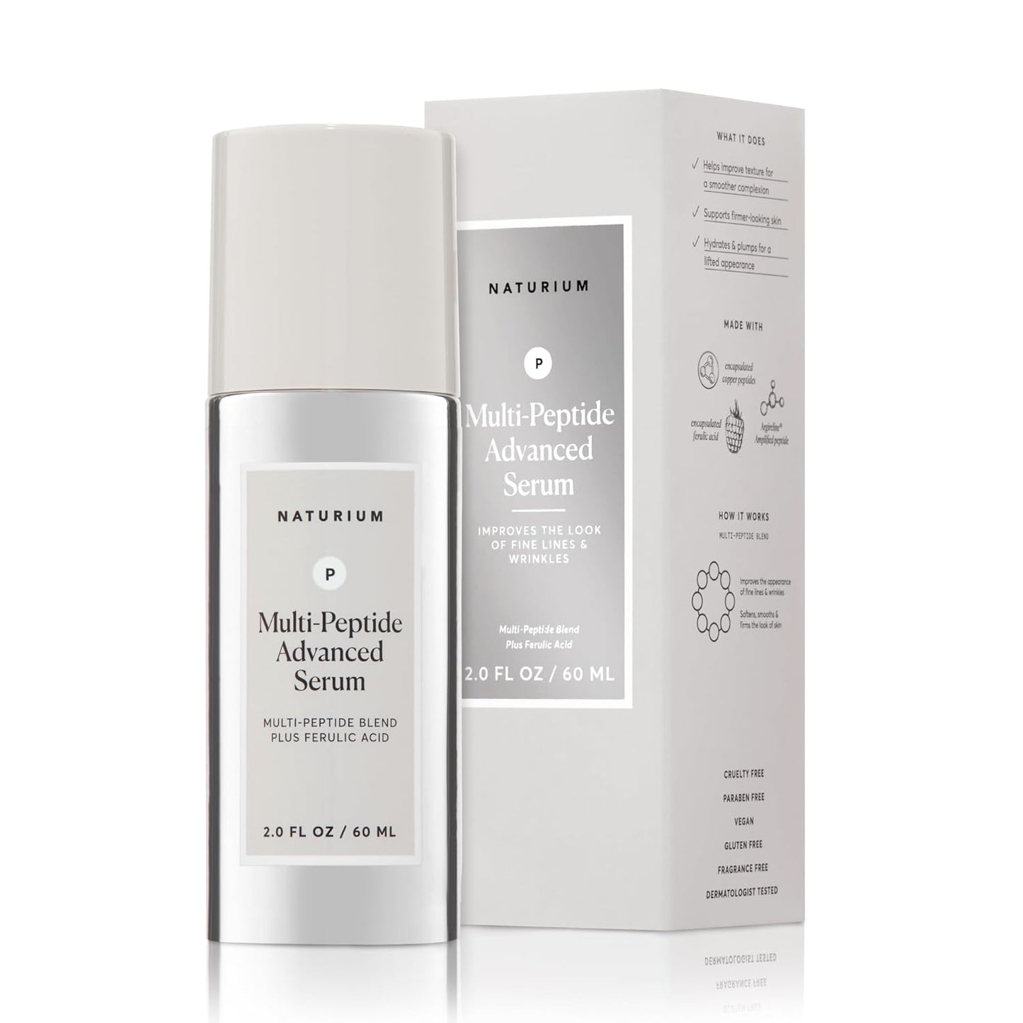 Naturium Multi-Peptide Advanced Serum Jumbo, Firming & Smoothing Face Serum for Fine Lines & Wrinkles with Advanced Multi-Peptide Blend, 2 oz