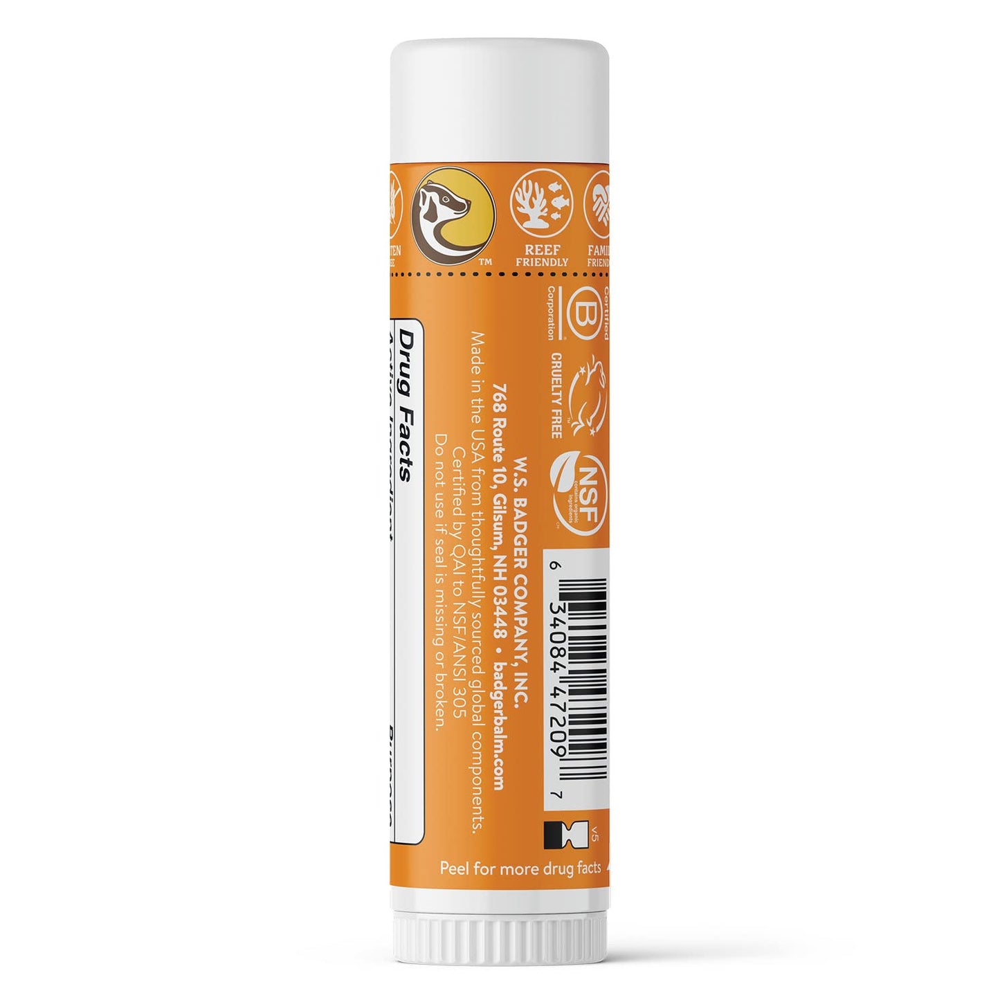 Badger Mineral Kids Sunscreen Face Stick SPF 35, Zinc Oxide Travel Size Sunscreen Stick for Kids, 97% Organic Ingredients, Reef Safe, Water Resistant, .65 oz