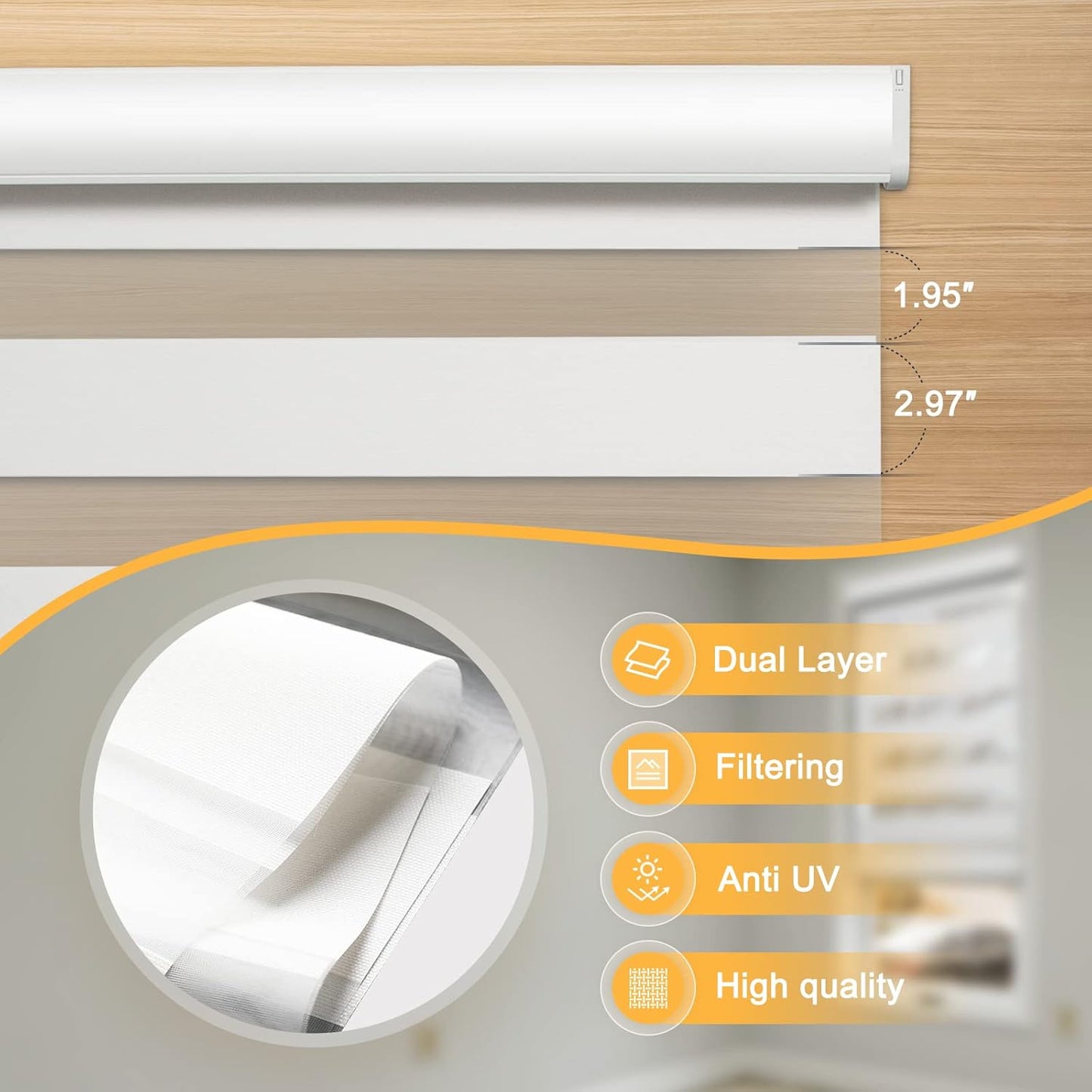 Motorized Blinds with Remote, Cordless Automatic Zebra Shades, Smart Blind for Windows, White, 31 x 72