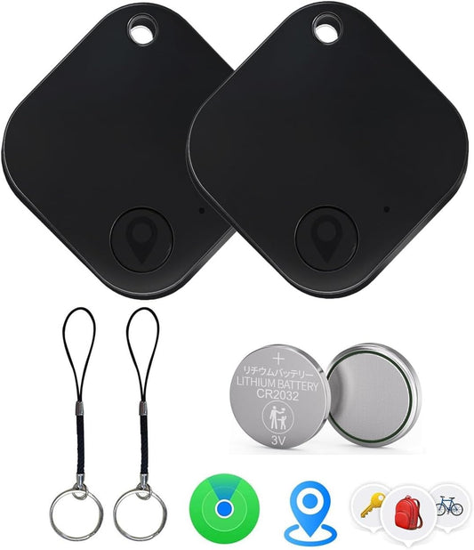 Air Tags-2 Pack Tracker Tag, Work with Apple Find My (iOS Only, Not for Android), Item Finder for Keys, Backpack, Suitcase, Wallet, Luggage, Black