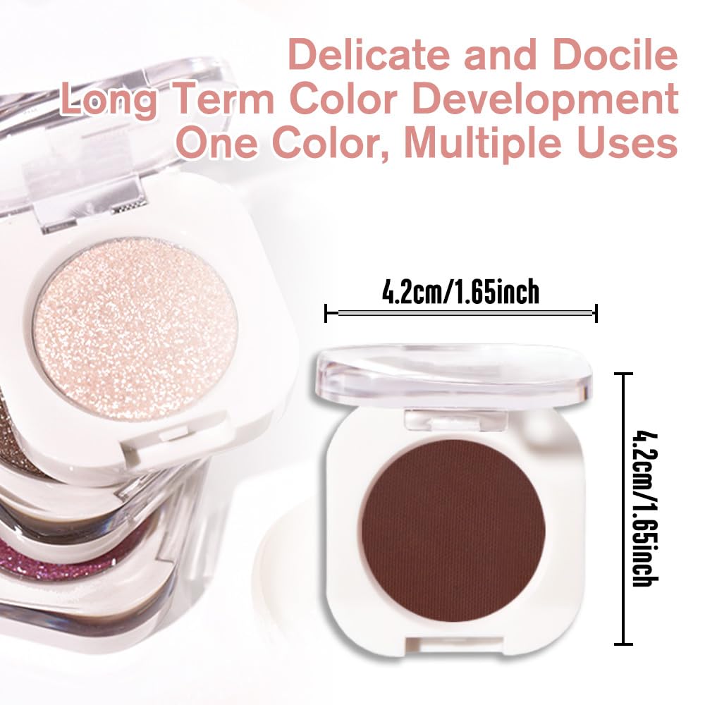 Dark Brown Single Matte Eyeshadow Makeup, Neutral Powde Eye Shadow for Older Women, Coffee Mocha Cocoa Chocolate Brown Matte Singles Eyeshadow Palette Pigmented Waterproof,Girls Eyeshadows Gift