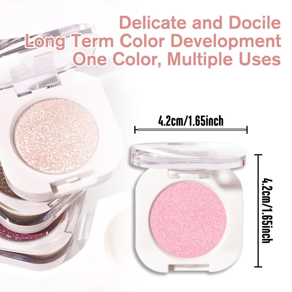 Pink Shimmer Eyeshadow Palette for Women, Single Monochrome Eye Shadow Makeup, Shiny Pressed Powder, Blendable Natural sombras para ojos, Holographic,Vegan,Travel -29