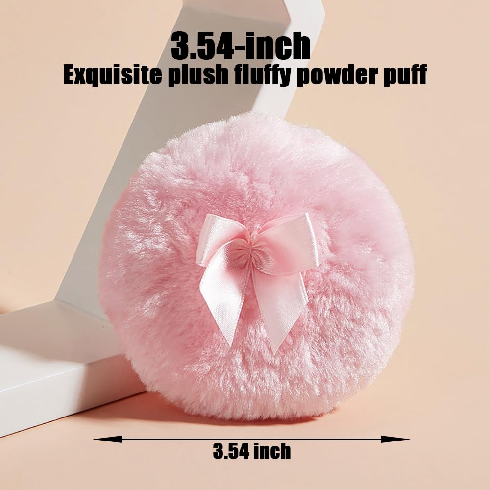 Luxury 4 Inch Glass Loose Powder Container with 2 Soft 3.5" Puffs｜Non-Sealed Refillable Organizer Storage for Body Powder Makeup & Jewelry & Setting Applicator(Crown-Clear)