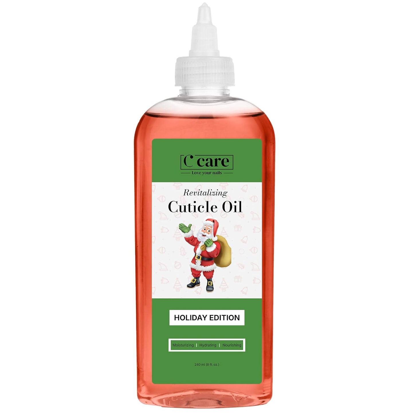 C CARE Holiday Edition Cuticle Oil For Nails - Repairs Cuticles Overnight - Moisturizes and Strengthens Nails and Cuticles - Dropper & Brush included - 8oz