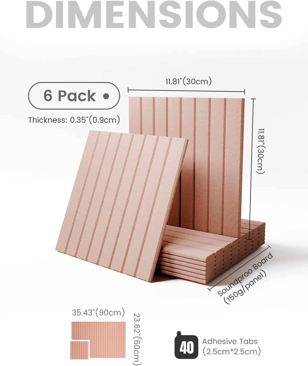 Large Felt Bulletin Board 36" x 24" Cork Board Alternative-6 Pack with 40 Safe Removable Adhesive Tabs, Cork Boards for Walls Cork Board for Home Office Classroom Pin Board (Pink)