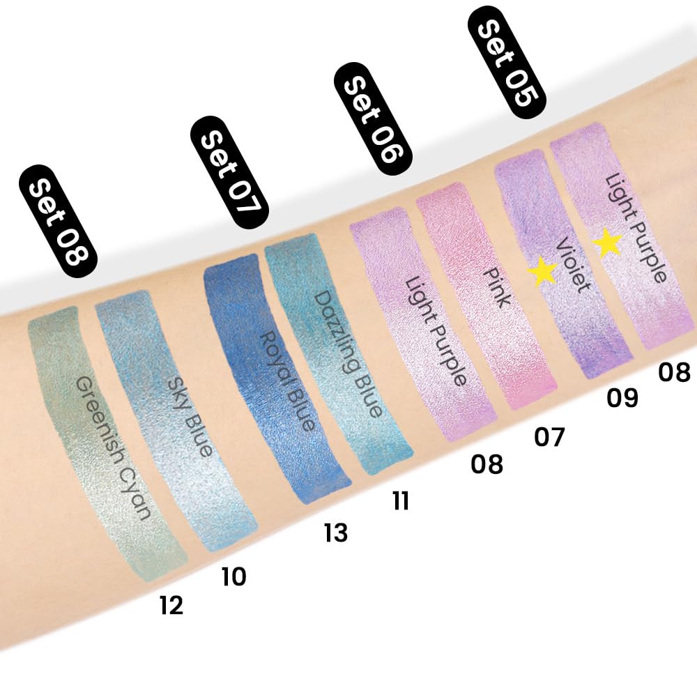 Kaely 2Pcs Cream Eyeshadow Stick Set for Eyes,Light Purple & Vioiet Shimmer Pen,Eye Brightener Halloween Makeup,sombras para ojos,Smooth Eye Shadow Highlighter Crayon Pencil Waterproof,08+09