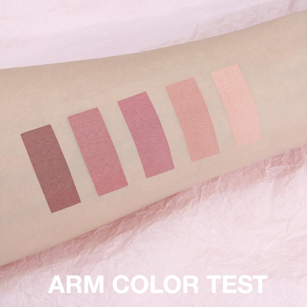 Neutral Nude Brown Eyeshadow Palette Makeup, 5 Colors Velvety Matte Finish, Romantic Peach Mauve Eye Shadows, Natural Everyday to Eye Makeup Looks, for Brown Eyes Long Lasting Naturing-Looking 04#