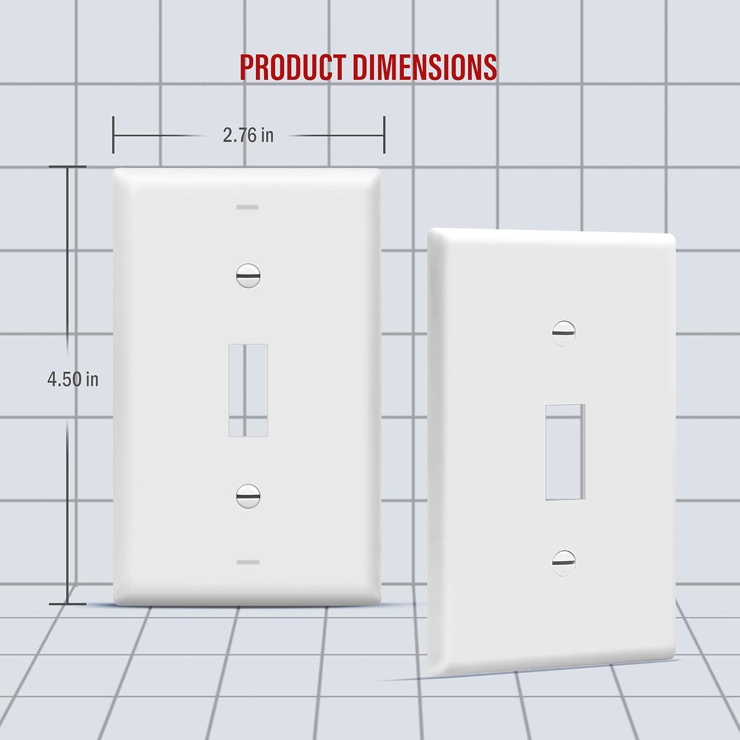 ENERLITES Toggle Light Switch Wall Plate, Gloss Finish, Standard Size 1-Gang 4.50" x 2.76", Unbreakable Polycarbonate Thermoplastic, 8811-W-40PCS, White (40 Pack)