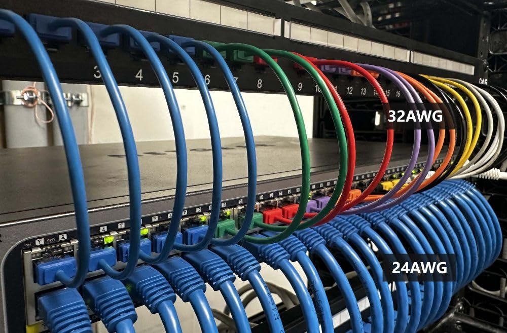 InstallerParts Ethernet Cable CAT6A Super Slim Cable UTP 1.5 FT (100 Pack) - Black - Professional Series - 10Gigabit/Sec Network/High Speed Internet Cable, 550MHZ, 32AWG