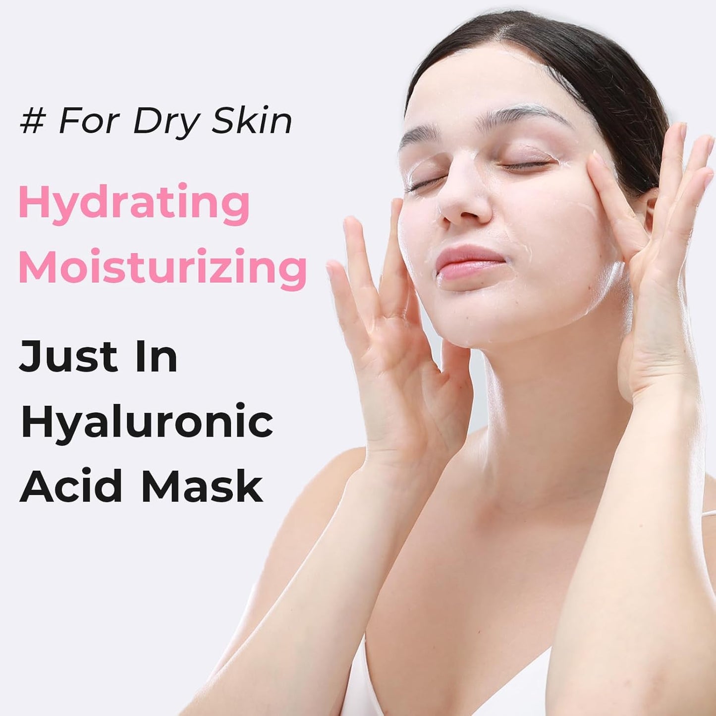+WIS+ Hyaluronic Acid Face Mask 24 EA with Hyaluronic Acid Serum and Vitamin B5, Hydrating Facial Mask for Dry Skin, Anti-Aging Mask to Plump and Repair Dehydrated Skin, Safe on Sensitive Skin