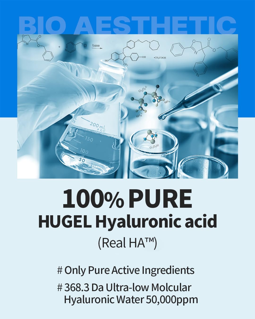 WELLAGE Real Hyaluronic Blue Ampoule 100, Korean Skincare, Fragrance Free Hyaluronic Acid Serum with Panthenol, Wild yam, Centella for Sensitive Dry Skin Moisturizer 1.01 fl.oz