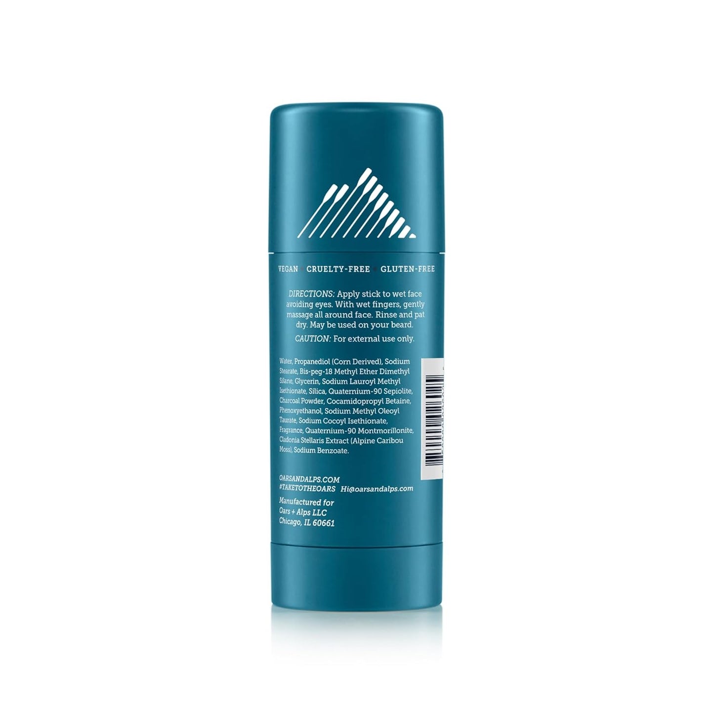 Oars + Alps Exfoliating Face Wash Stick, 2-in-1 Cleanser & Exfoliant with Activated Charcoal & Alpine Moss, Dermatologist Tested, Spill-Free, Travel Size, 1.2 Oz