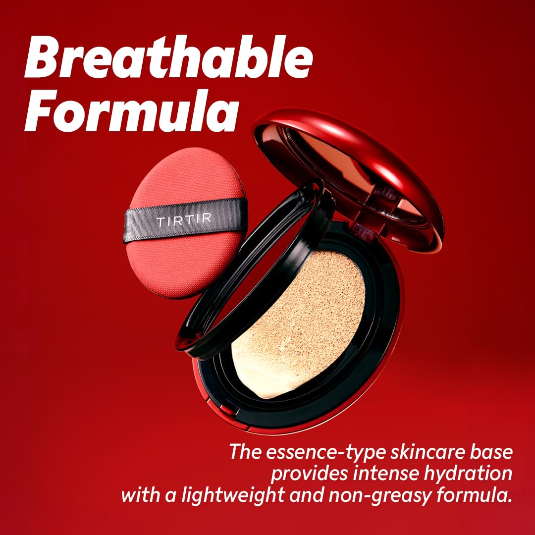 [*Mini Size*] TIRTIR Mask Fit Red Cushion Foundation | Full coverage, Weightless, Skin fit, Satin Glow Finish, Korean Makeup, beauty, Tattoo cover up, Buildable (#17W French Vanilla, 0.15 Fl Oz)