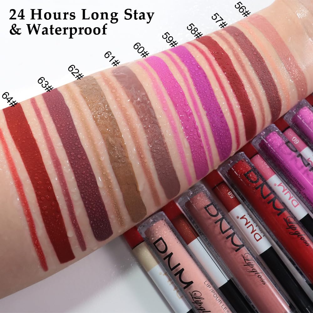 evpct 2Pcs Hot Pink Matte Lip Liner and Lipstick Combo Set for Women, Hot Pink Lip Combo Set Liquid Lips Stick Gloss and Lipliner Stains Set Long Lasting Waterproof, Lips Makeup 24 Hours originale