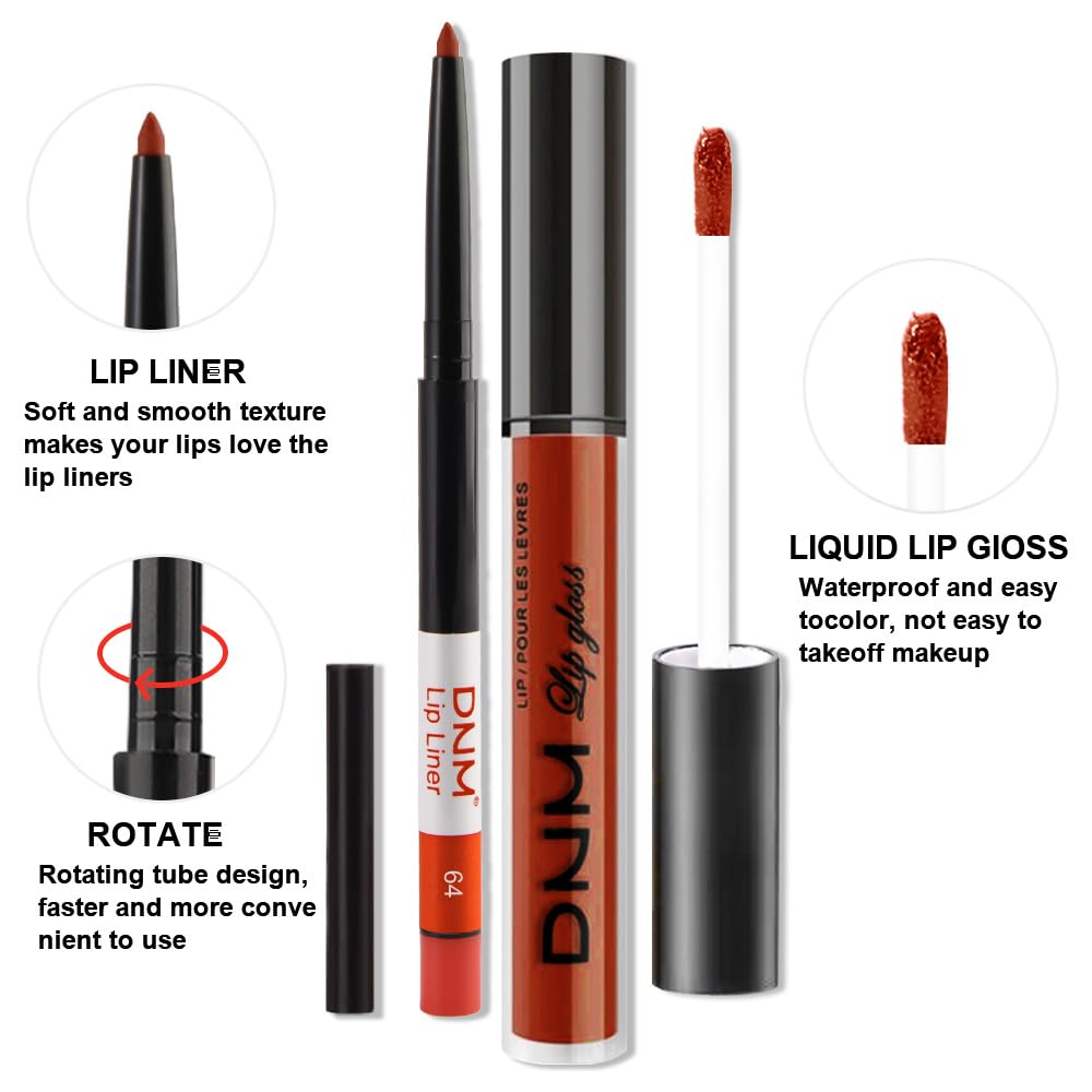 evpct 2Pcs Vivid Red Matte Lip Liner and Lipstick Combo Set for Women, Red Lip Combo Set Liquid Lips Stick Gloss and Lipliner Stain Set Long Lasting Waterproof, Lips Makeup 24 Hours labiales originale
