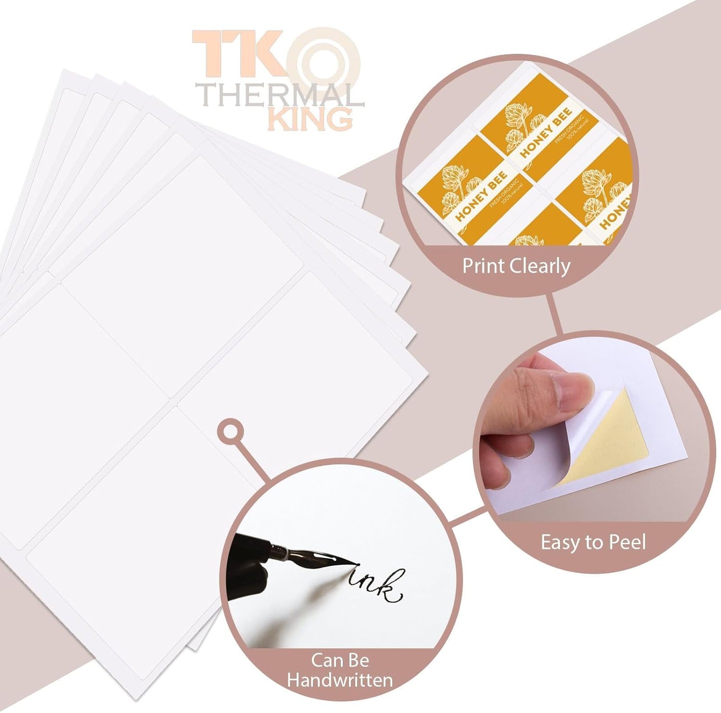 4" x 5" 100 Sheets Permanent Adhesive White Blank Shipping 400 Labels for Laser & Inkjet Printers (4 Labels/Sheet)