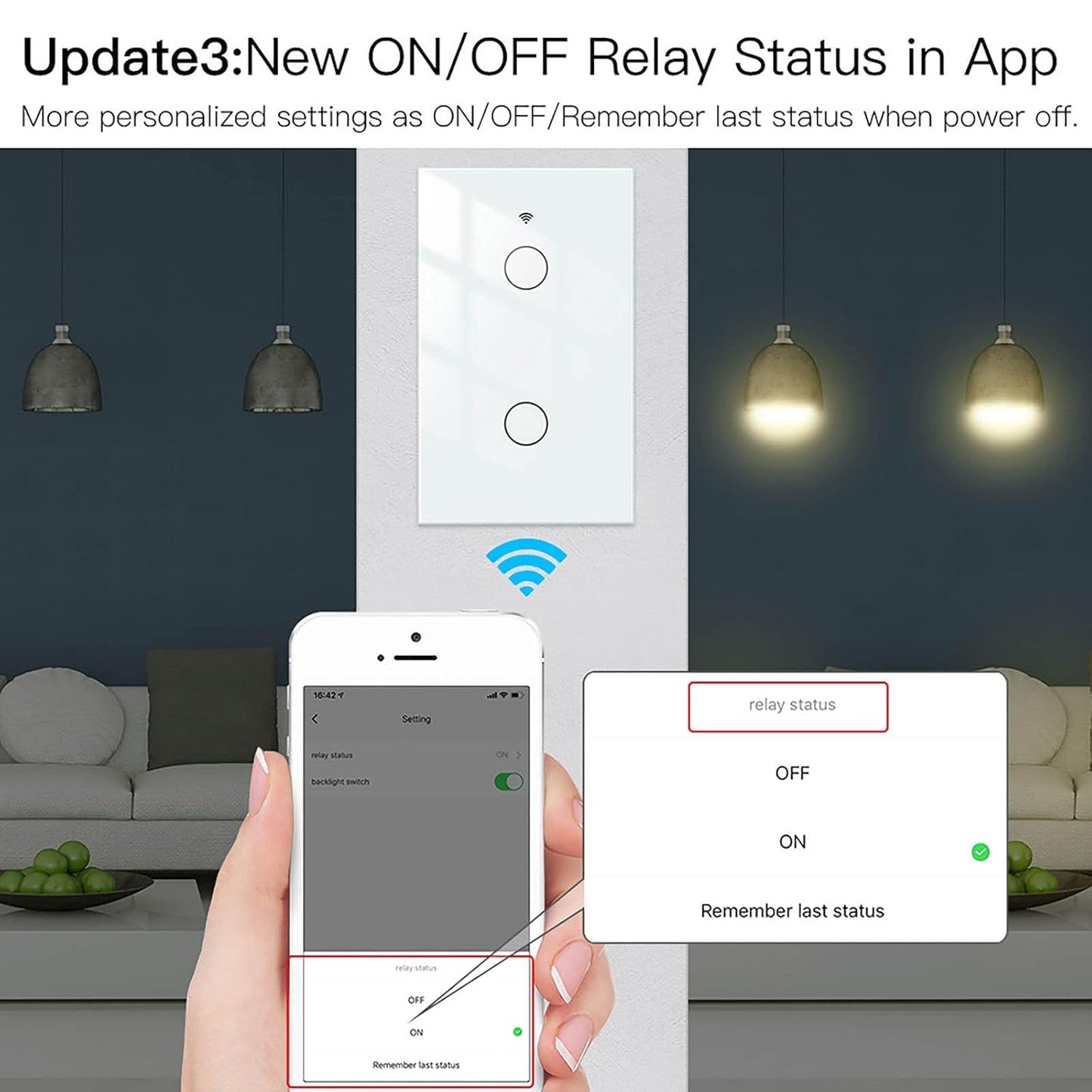 MoesGo WiFi Smart Wall Light Switch,Glass Panel, Multi-Control(3 Way), 2.4GHz Wi-Fi Touch Switches, Neutral Wire Required, Remote Control Smart Life/Tuya App, Work with Alexa, Google Home White 2 Gang