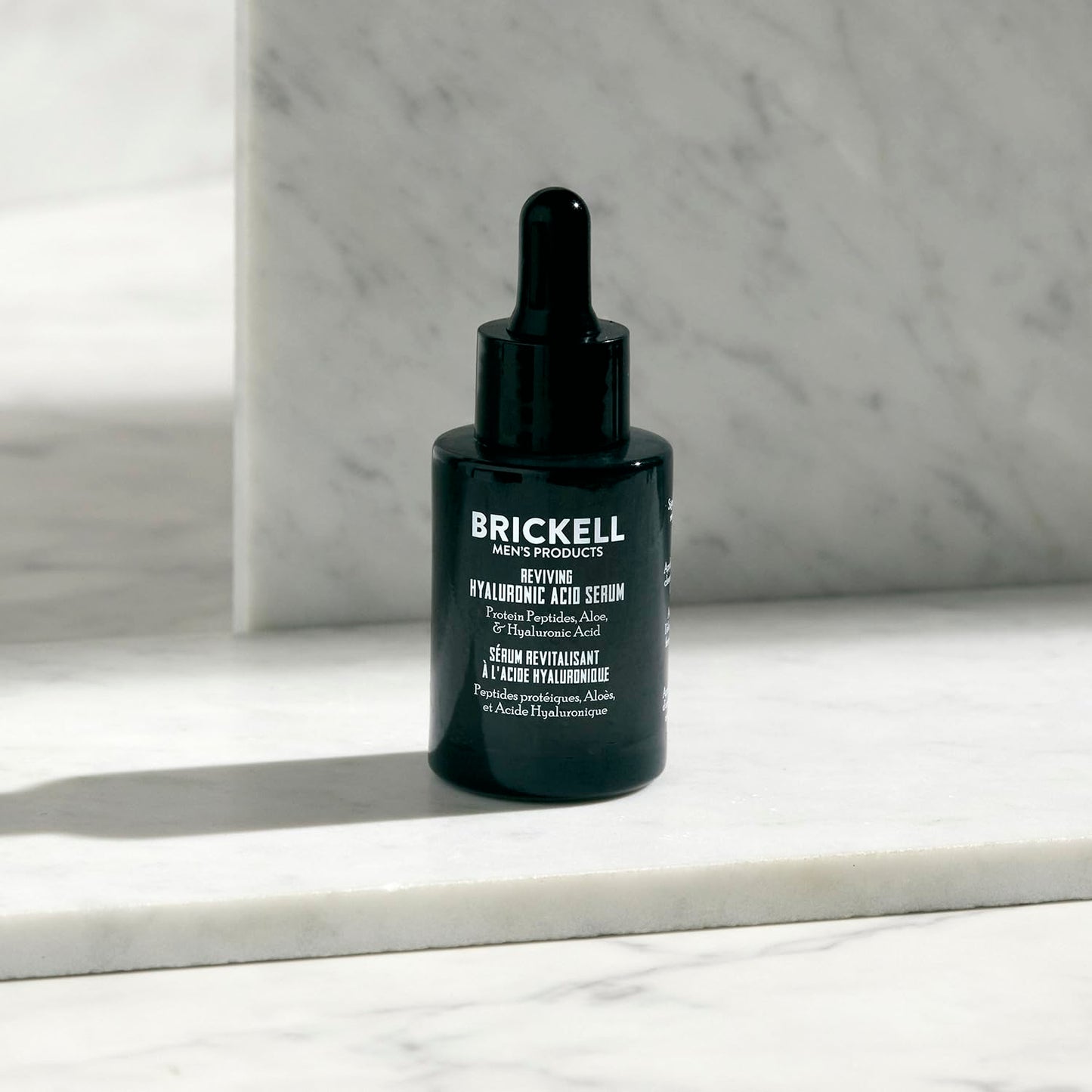 Brickell Men's Anti Aging Hyaluronic Acid Serum for Face, Day Face Serum for Men, Natural & Organic Facial Serum With Protein Peptides to Restore Collagen and Firmness, 1 Ounce, Unscented