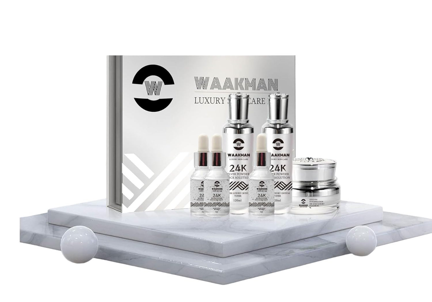 Luxury Skin Care Silver Solution, Facial Cream, Moisturizer, Toner and Serum