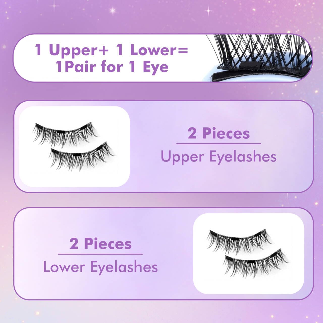 Elara Craft Magnetic Eyelashes with Applicator, Magnetic Eyelashes Natural Look,Reusable Magnet Lashes No Glue Needed Soft Lashes Kit(Simple+Fuller)
