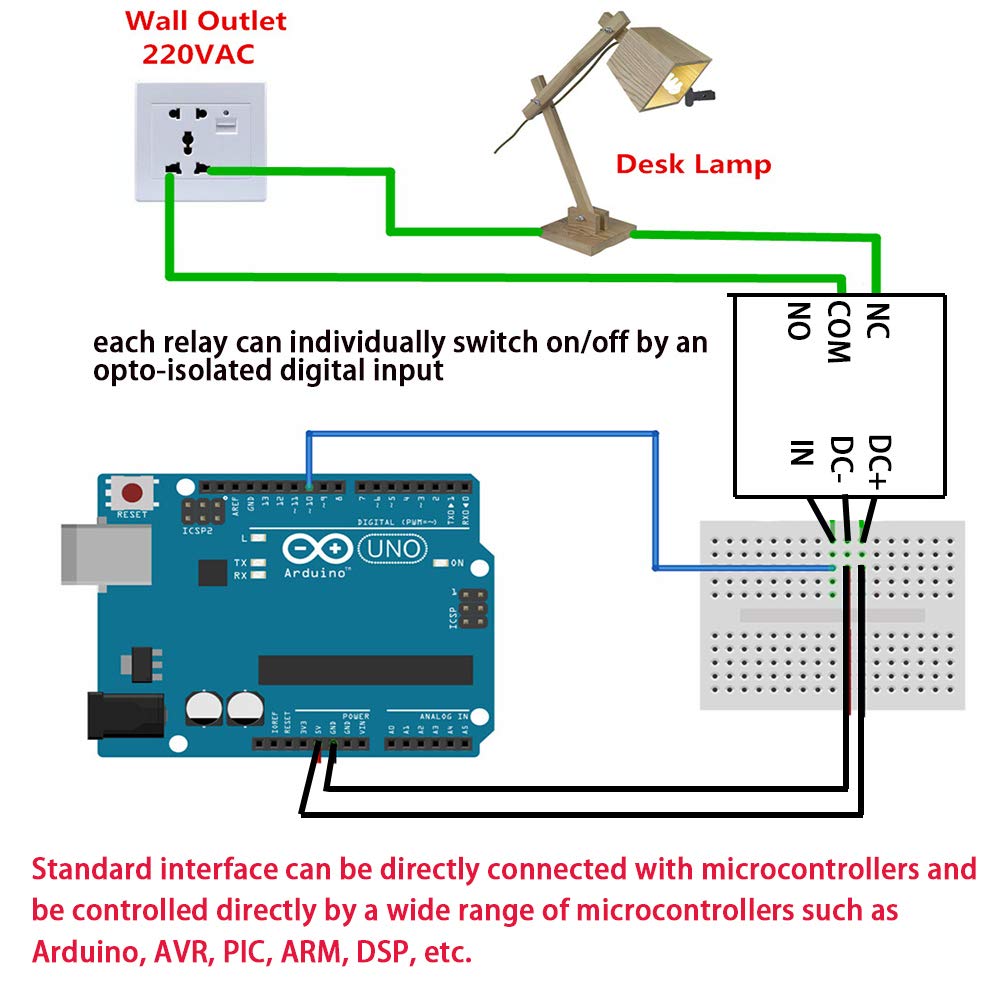 Relay Module with Optocoupler High/Low Level Trigger for Arduino (5, 5V Relay 6 Channel)