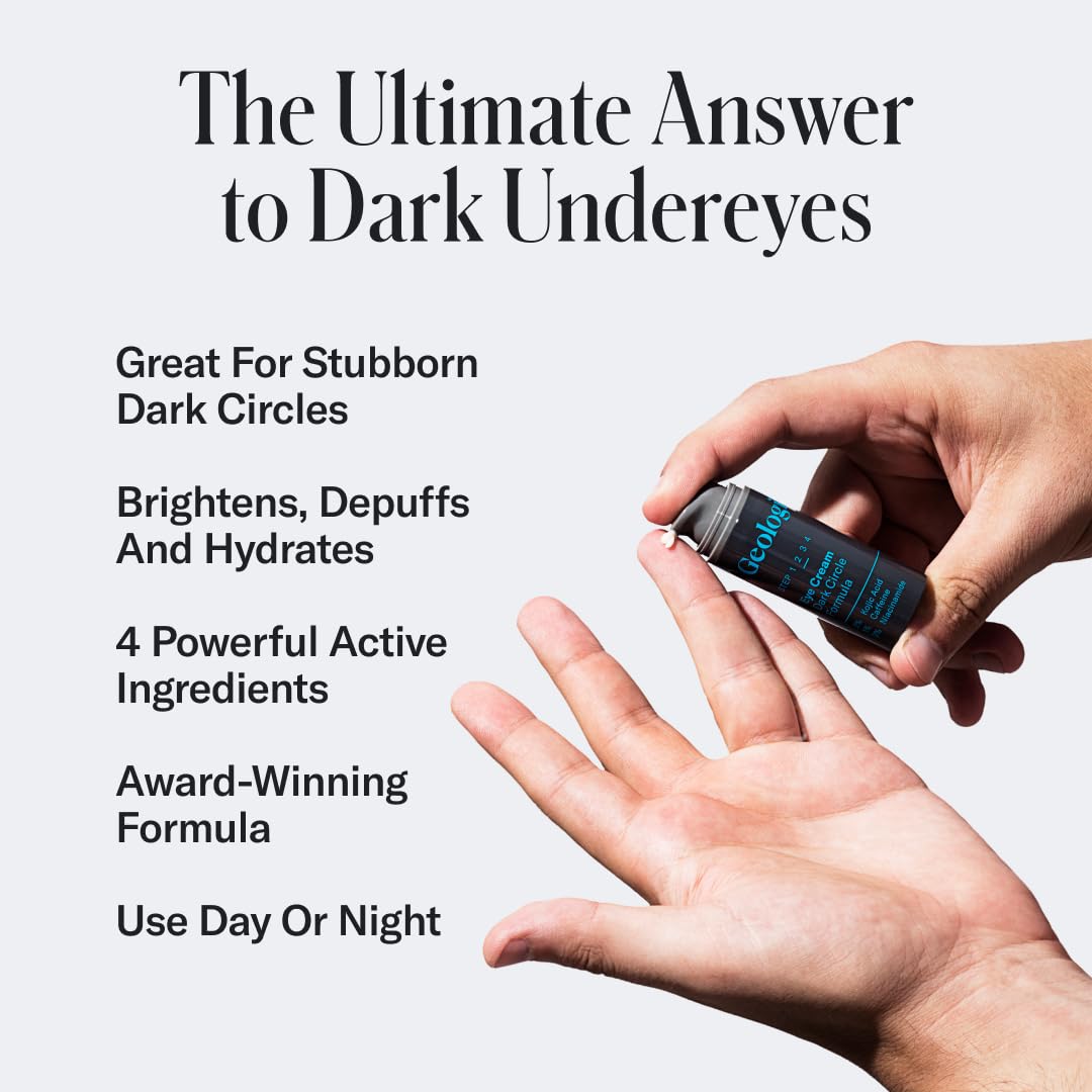 Geologie Dark Circle Under Eye Cream | Formulated to Help Dark Circles, Puffy Eyes Fine Lines & Wrinkles | Kojic Acid, Caffeine, Peptides, Niacinamide & Hyaluronic Acid