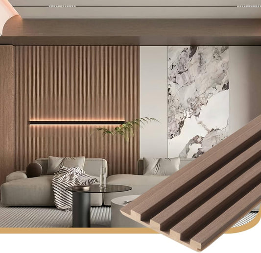 4PCS Acoustic Wood Slat Wall Panels for Wall Decor and Ceiling 3D Fluted Sound Absorbing Panel Soundproof with Wood Finish 108"×6" (Maple Light)