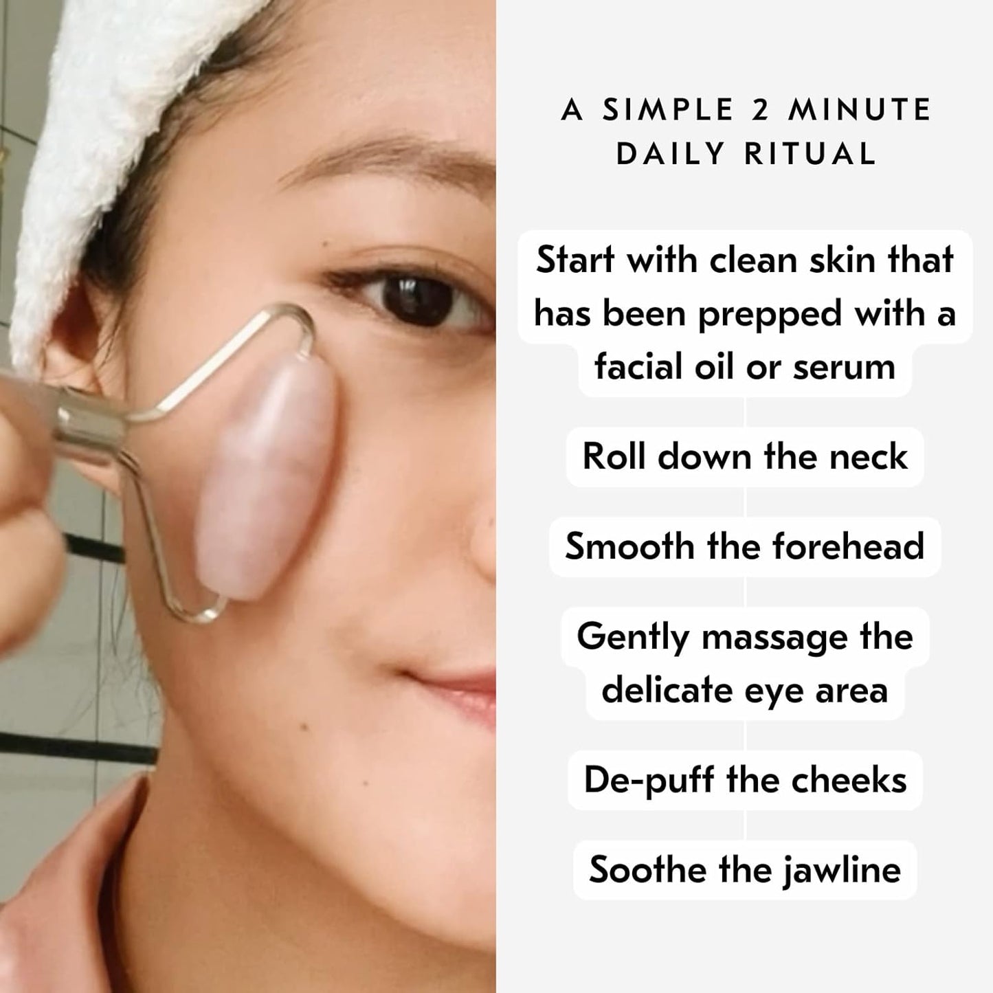 Mount Lai De-Puffing Amethyst Face Roller – The Stone of Tranquility, Facial Massager to Soothe, Calm & De-Puff Sensitive Skin, A Self-Care Ritual for Radiance