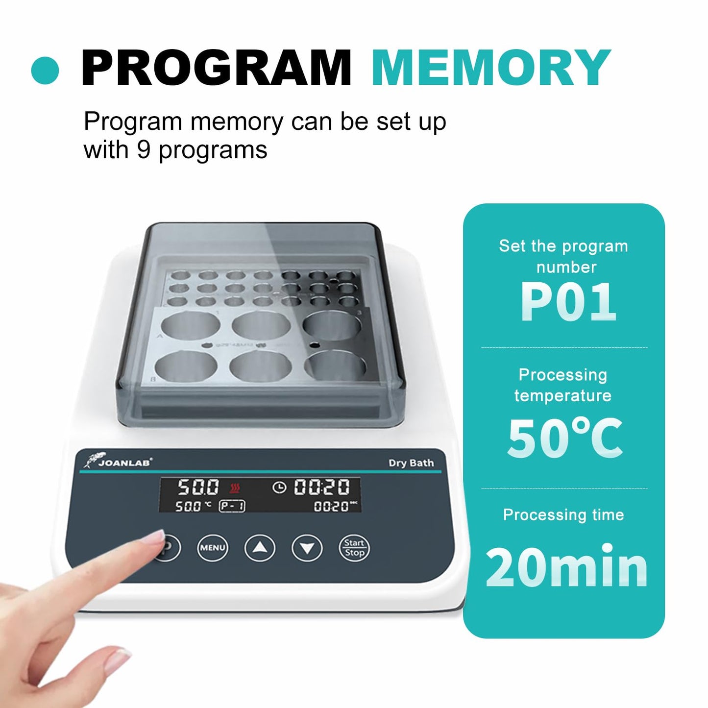 JOANLAB Double Position Digital Dry Bath Incubator,with 1.5mlx35,2mlx35 Aluminium Heating Block,Programmable Lab Dry Bath Heater w/Timer Control