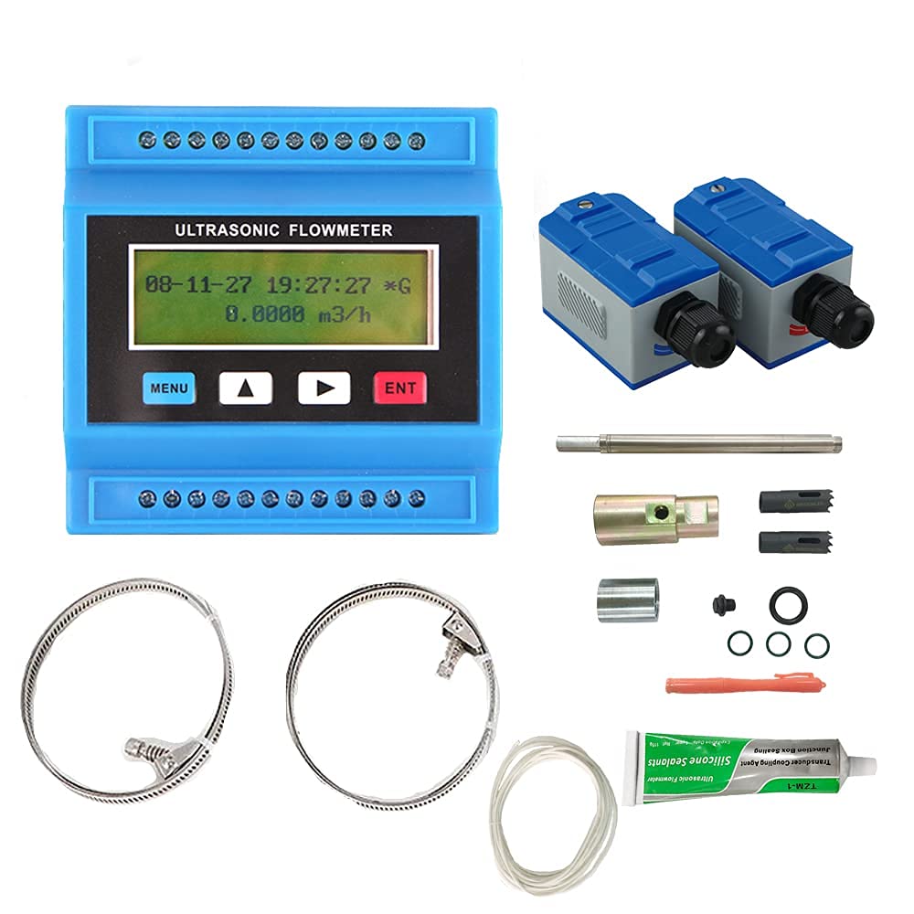 Ultrasonic Flow Sensors Ultrasonic Flowmeter with External Clamp Sensor Measuring Water Liquid Fluid Mass Flow Sensors Oil DN80-DN500mm 0-90℃(Flow Meter+Medium Sensor)