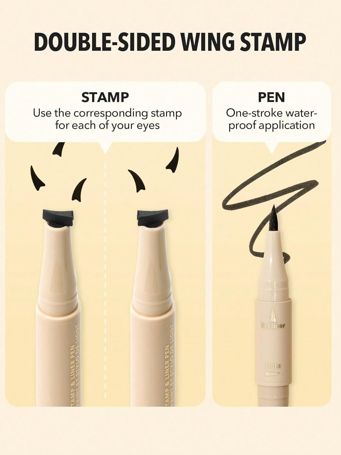 SHEGLAM Get Foxy Eye Stamp & Liner Pen 3 In 1 Waterproof Liquid Eyeliner Pencil Cat Eye Smudge-Proof Long-Lasting